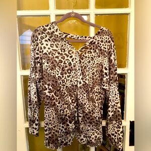 Leopard Print Wrap Blouse